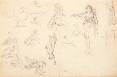 Animal and Figure Studies by Ferdinand Victor Eugene Delacroix